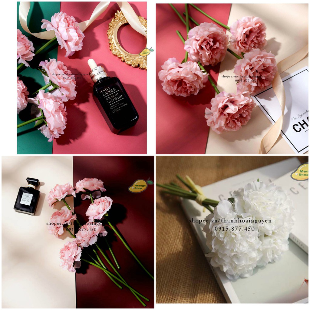 Set chùm 5 cành hoa hồng bung cánh xinh xắn decor trang trí chụp ảnh sản phẩm ( Hoạ lụa hoa nhựa giả chụp ảnh )