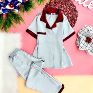 Bộ phi lụa phối tay cộc quần dài