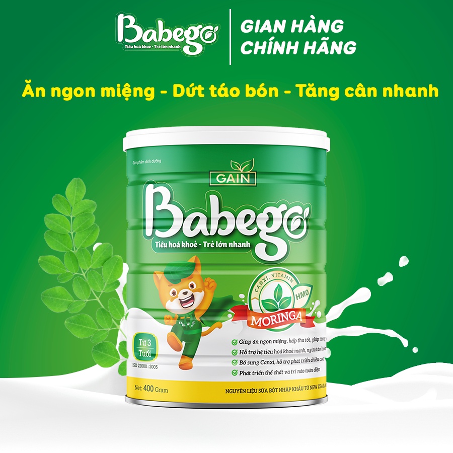 Sữa mát tăng cân, cải thiện biếng ăn, táo bón Babego 3y 400g