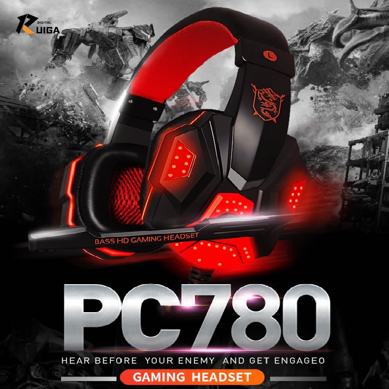 PLEXTONE PC780 Tai nghe gaming có mic có đèn LED cho máy tính, Tai nghe chụp tai gaming, tai nghe chơi game PUBG