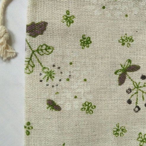 Túi vải bố linen mềm có dây rút hạo tiết hoa cỏ mùa xuân kích thước 10x14cm - doramimi