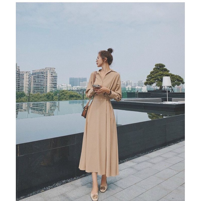 Đầm sơ mi dáng dài tay dài siêu đẹp
