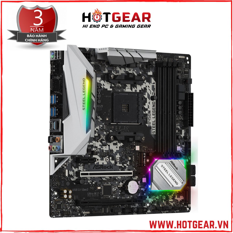 Bo mạch chủ Asrock B450M Steel Legend (AMD Socket AM4) chính hãng