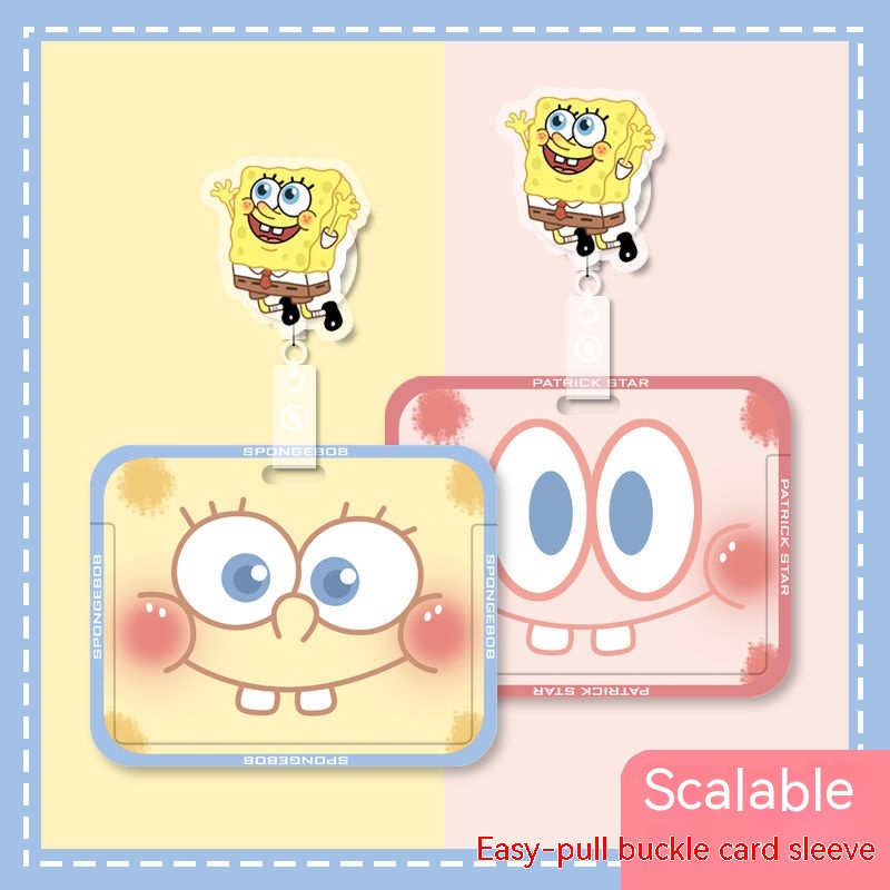 Túi Đựng Thẻ ID Hình SpongeBob Hoạt Hình Dễ Thương Có Thể Thu Gọn