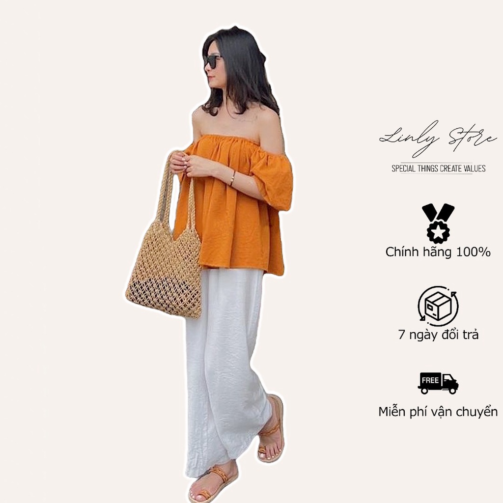 Quần ống rộng nữ lưng cao Linly Store chất đũi xước mềm mịn, dáng suông dài Q-S2
