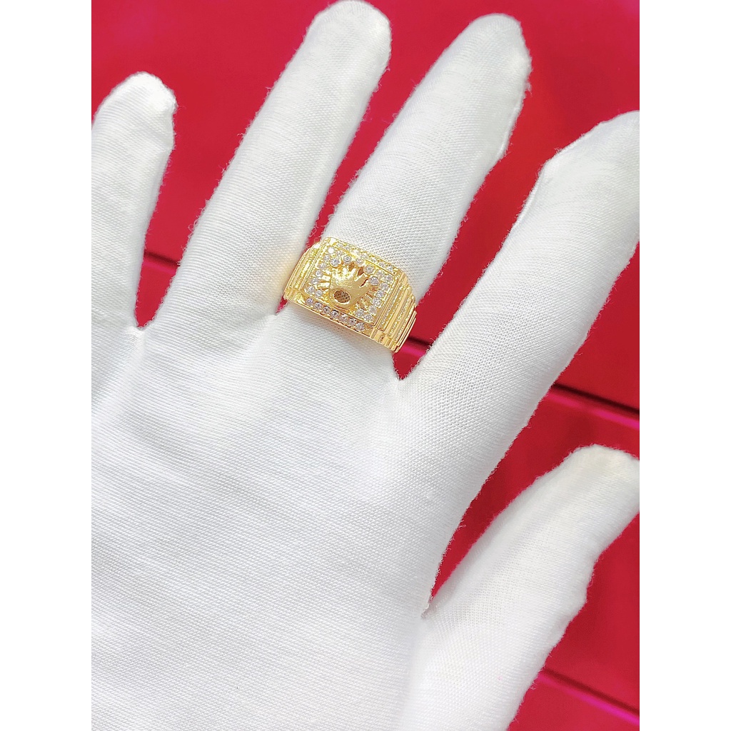 Nhẫn nam UHA N664TCK-122 đính hột cao mạ 18k - xi kim cao cấp (giá tốt nhất)