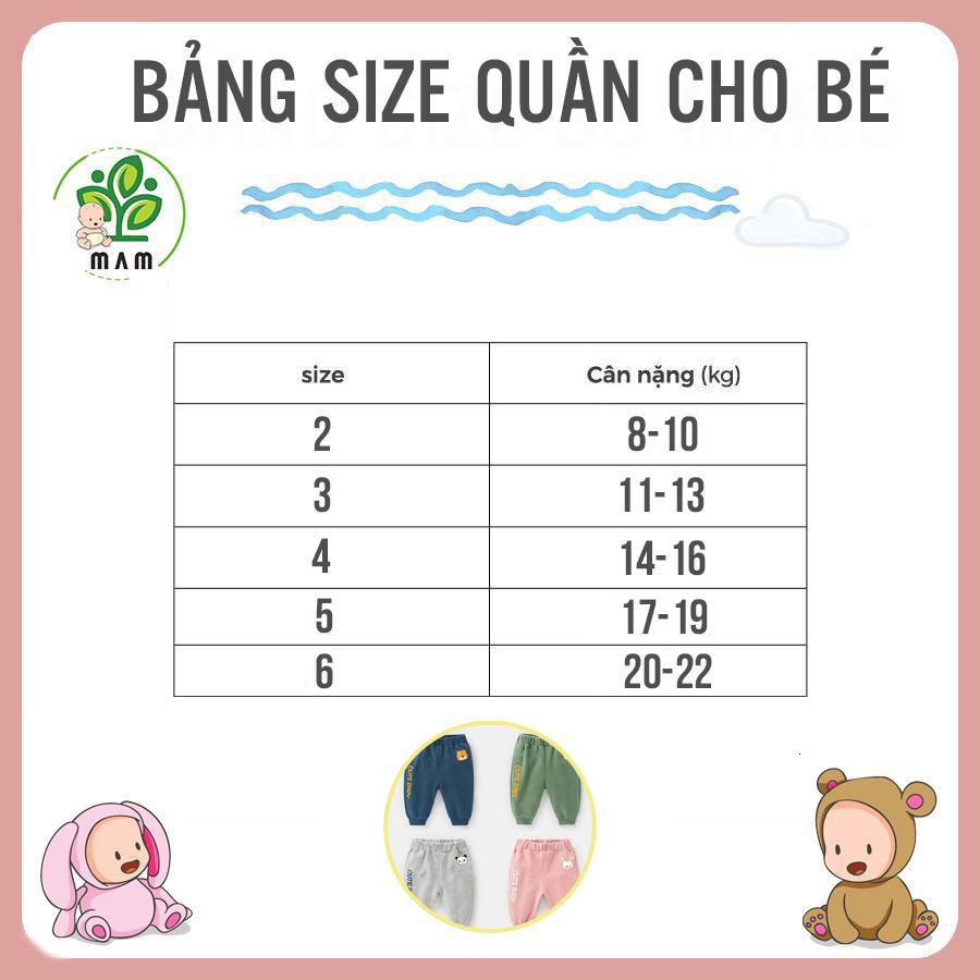 Quần Dài Thu Đông Cho Bé Trai Và Bé Gái Chất Liệu Cotton Từ 8 Đến 22 Kg Mầm Store MSQD01