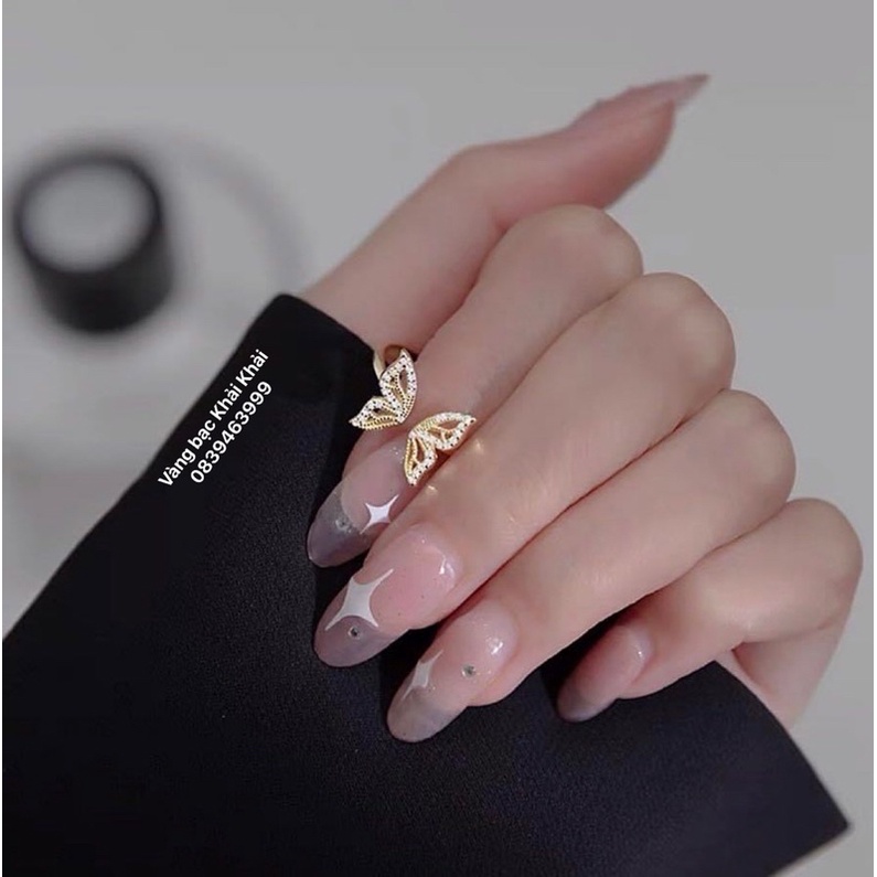 Nhẫn bươm bướm bạc ta mạ vàng 24kara - Nhẫn nữ bạc ta mạ vàng 24kara - Vàng bạc Khải Khải