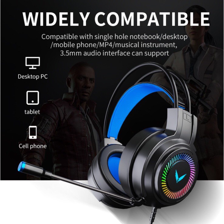 Tai nghe chụp tai gaming giả lập 7.1 full box led rgb cho máy tính  cắm cổng usb có mic tích hợp đèn LED
