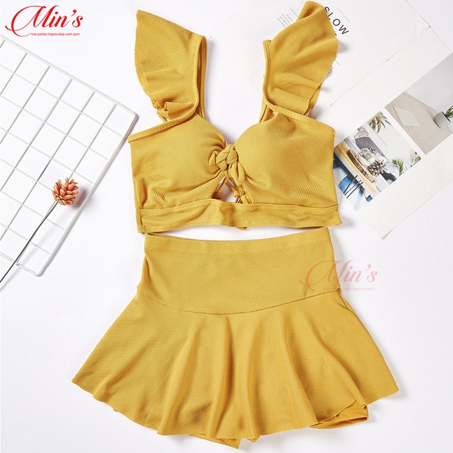 Đồ bơi nữ đi biển 2 mảnh cánh tiên chân váy xòe kèm quần trong MIN hè 2020 | BigBuy360 - bigbuy360.vn