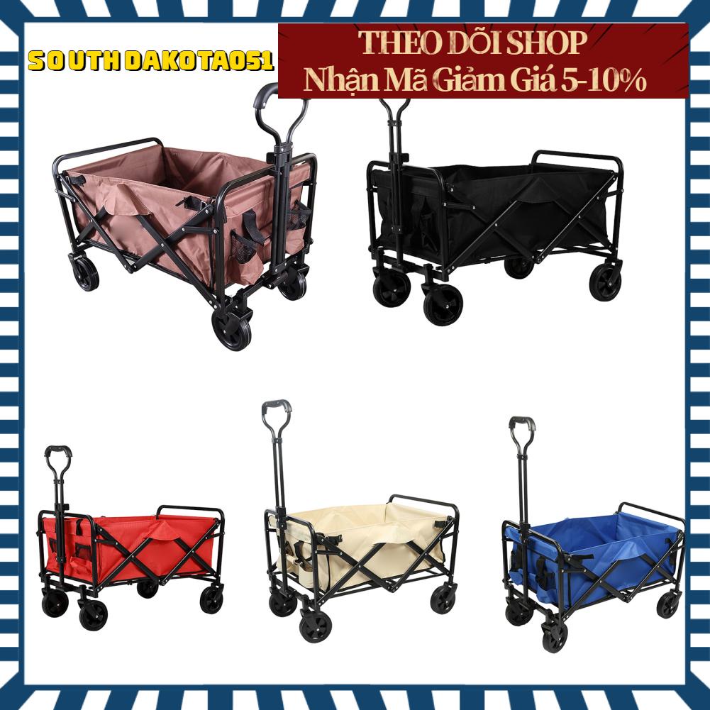 Xe kéo cắm trại gấp gọn 4 bánh vải oxford nhỏ gọn cho câu cá/ đi dã ngoại/ hoạt động ngoài trời