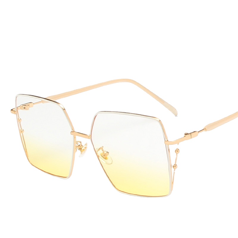 (AIMURUSI) COD Kính Râm Gọng Vuông Kim Loại Thời Trang Đường Phố Retro Phù Hợp Với Mọi Phong Cách Ins Dành Cho Bạn Nữ