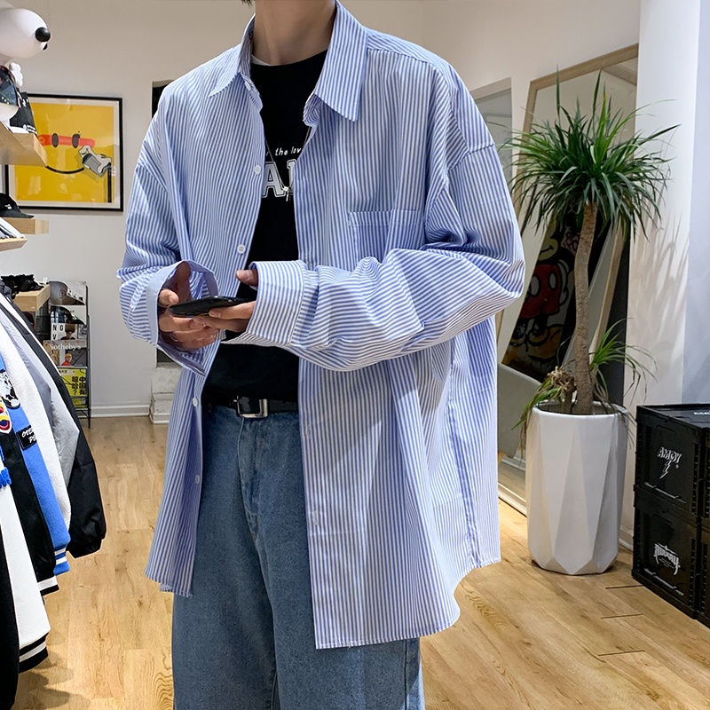 Áo sơ mi sọc mỏng mùa hè nam dài tay