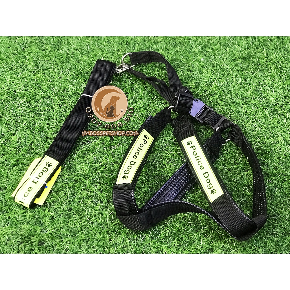 Bộ dây dắt + yếm cho chó lớn Police Dog