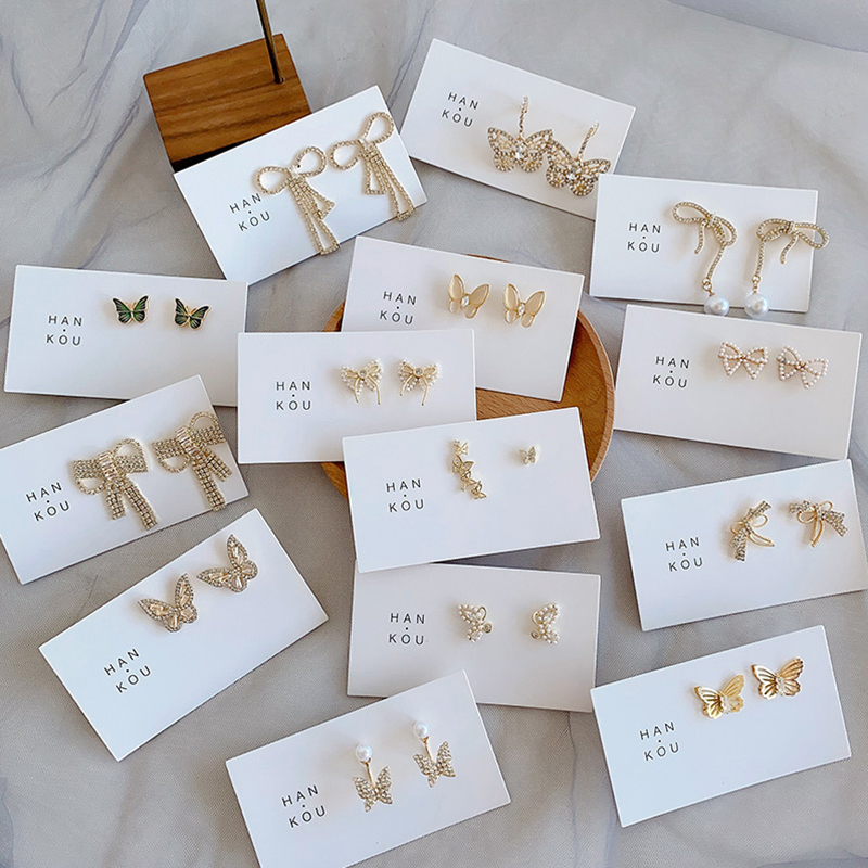 Hoa Tai Hình Bướm Đính Đá Phong Cách Hàn Quốc Cho Nữ