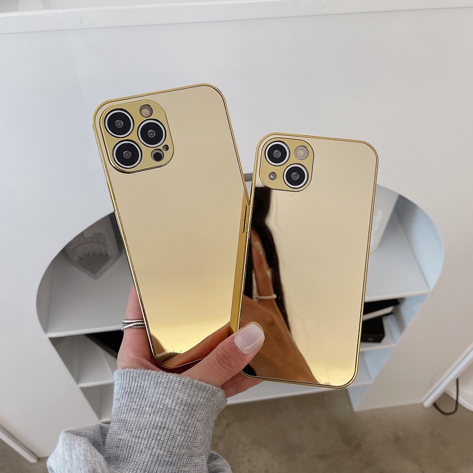 ┅❧Ốp Điện Thoại Tráng Gương Mạ Vàng Thời Trang Cho IPHONE 13 12 11 Pro Max X XR XS Max 7 8 Plus