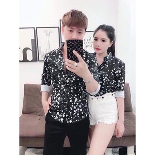 áo somi nam, áo somi đen chấm bi trắng cao cấp