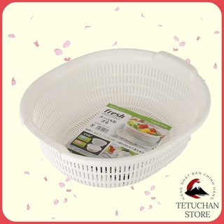 Rổ nhựa 5.3L màu trắng Sanada đựng rau, hoa quả ráo nước nhanh, dung tích lớn Nhật Bản - Tetuchan Store