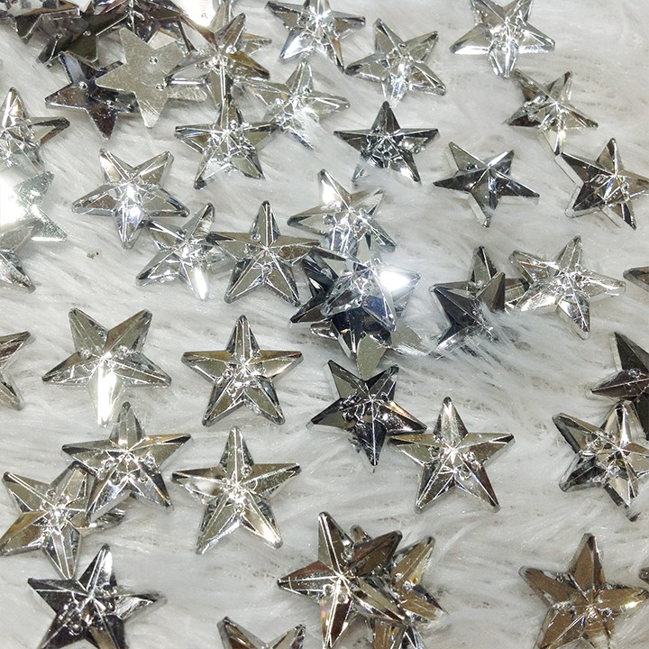 Hạt đá kết áo acrylic hình ngôi sao 5 cánh ánh bạc lấp lánh siêu đẹp