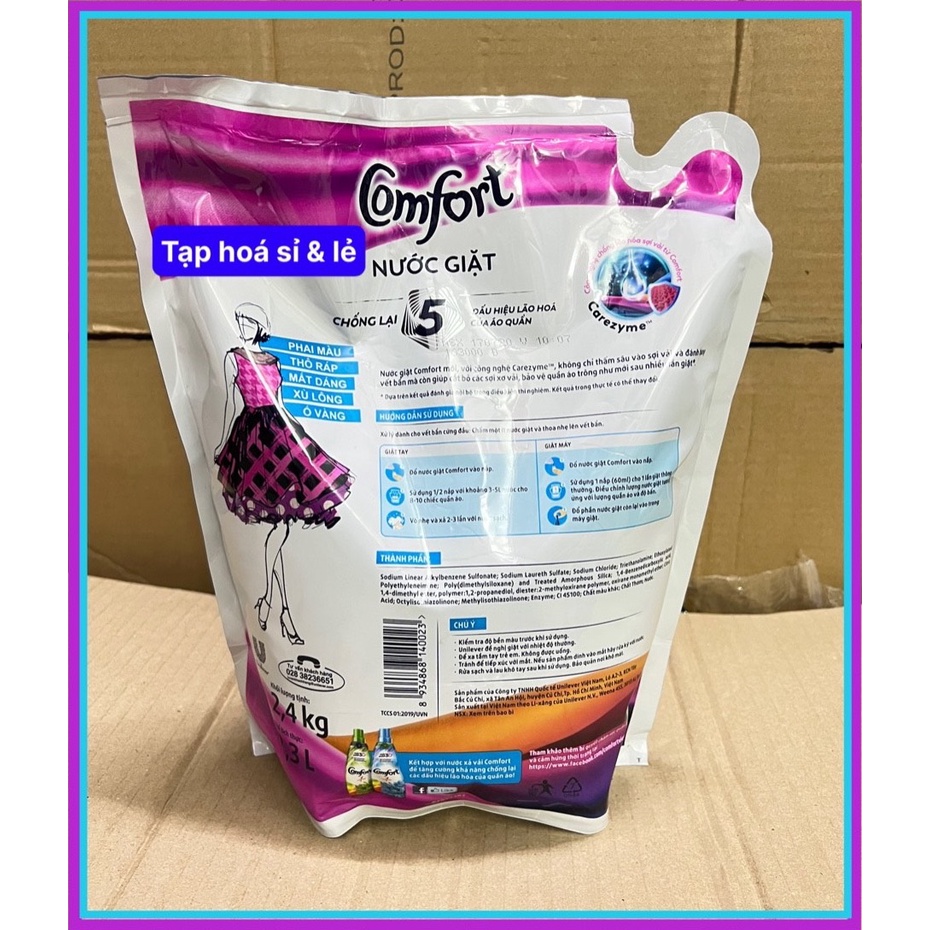 Nước giặt Comfort chống lão hoá vải hương thanh lịch 2,4kg