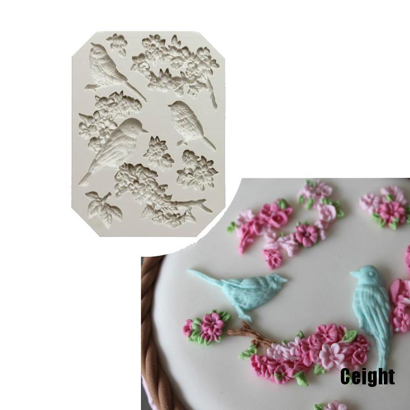 Khuôn silicone làm bánh hình chú chim và hoa đáng yêu