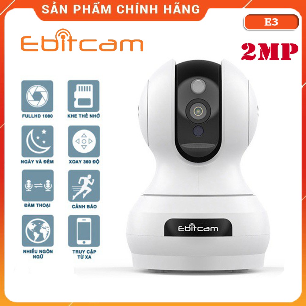 Camera Ip Wifi EbitCam E3 2MPX Full HD 1080P - Lưu Trữ Cloud Miễn Phí 1 Năm