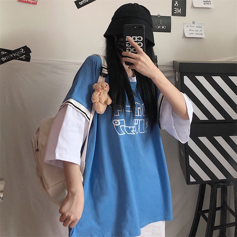 Áo Thun Ngắn Tay Giả Nhiều Lớp Phong Cách Retro Nhật Bản | BigBuy360 - bigbuy360.vn