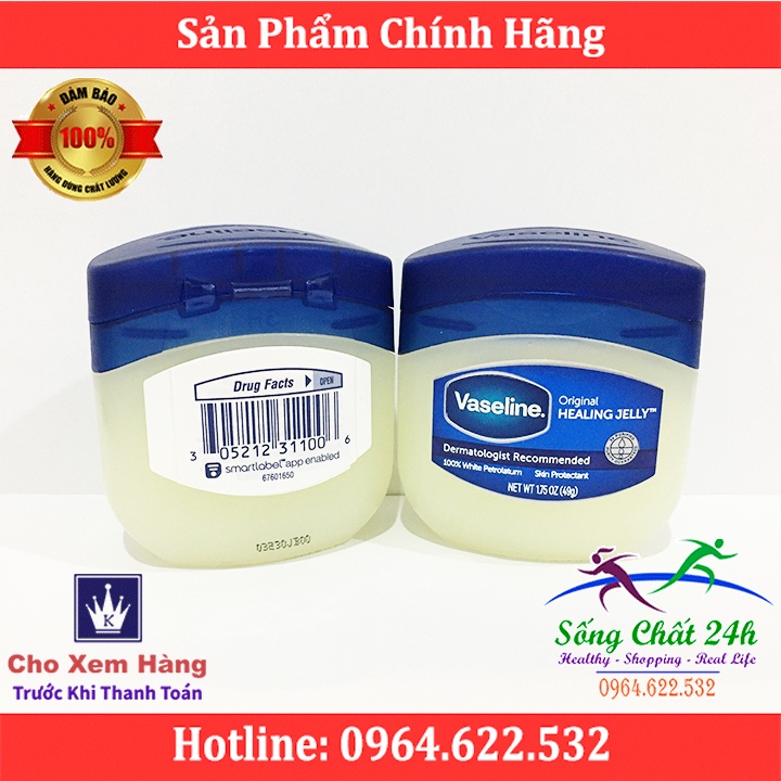 Sáp Dưỡng Ẩm Vaseline Pure Petrolium Jelly 49g - Sống Chất 24h