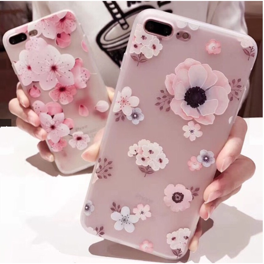 Ốp hoa châu âu iPhone 5 5s 6 6s 6 plus 6s plus 7 7 plus 8 8 plus x 3D hoa đào | BigBuy360 - bigbuy360.vn