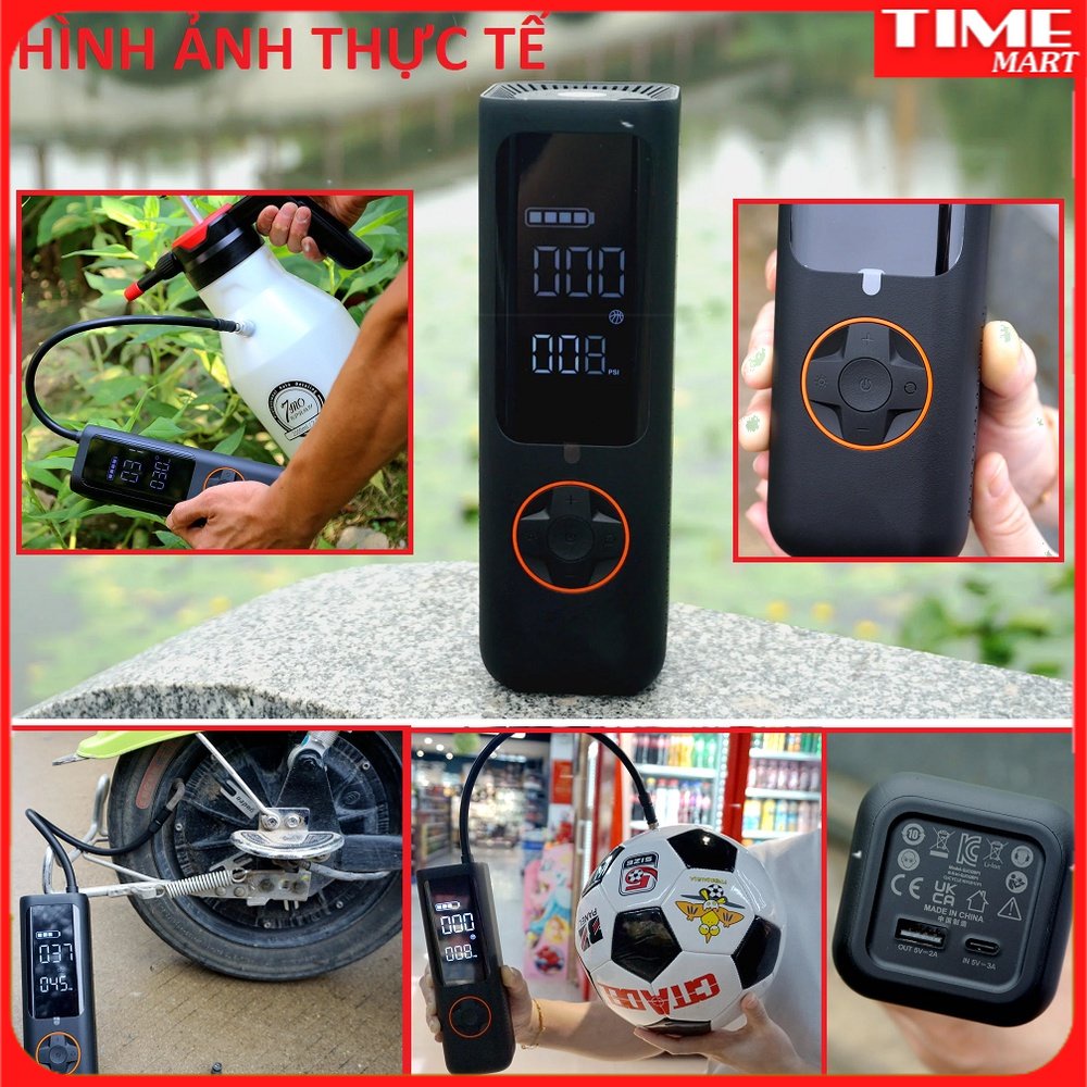 [CHÍNH HÃNG] Bơm cầm tay đa năng Xiaomi QICYCLE P1 QJCQBP1 bơm xe hơi, xe máy. [TIME_MART siêu thị tiện ích gia đình]