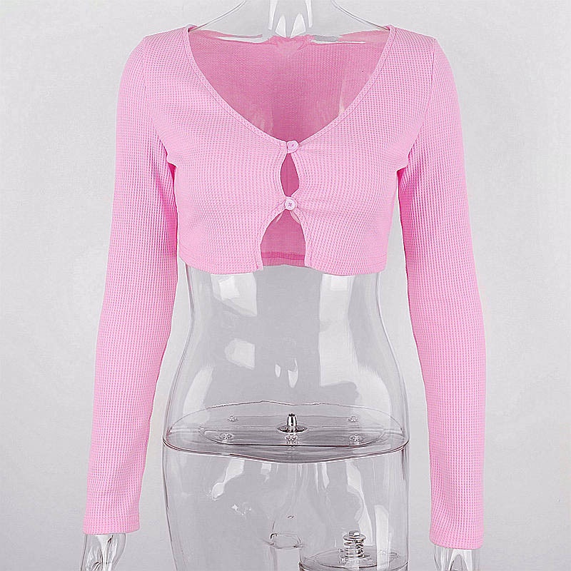 DUNEA Áo Thun Cardigan Cổ V Dài Tay Thời Trang Nữ 3.3