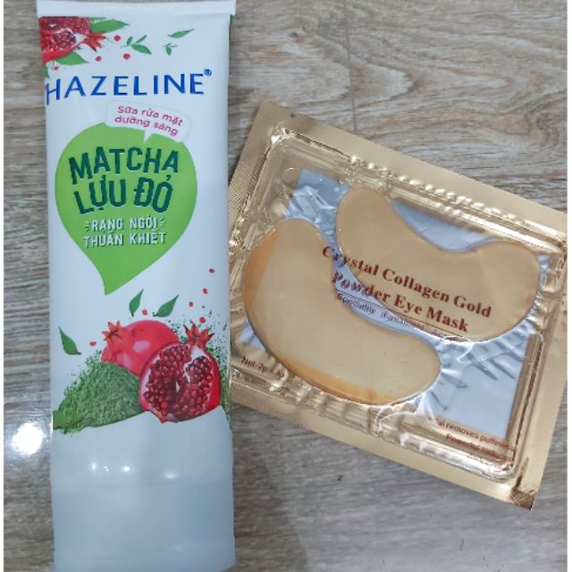 COMBO #2 Sữa rửa mặt Hazeline Matcha& Lựu đỏ 80g+ Tặng kèm Mask Mắt Collagen chống quầng thâm,bọng mắt