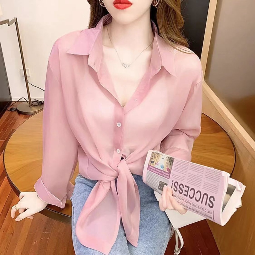 Áo Sơ Mi Chiffon Mỏng Tay Dài Phong Cách Thời Trang Mới 2022 Dành Cho Nữ