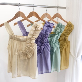 Áo 2 dây bèo vải organza