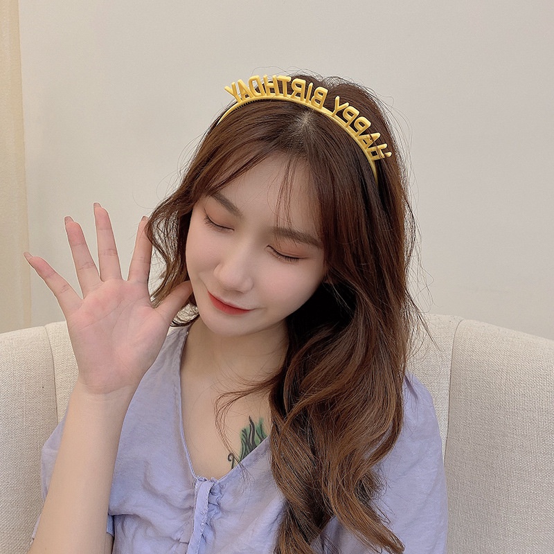 Băng Đô Đính Hạt Có Chữ Chúc Mừng Sinh Nhật, Màu Sắc Tùy Chọn JP6