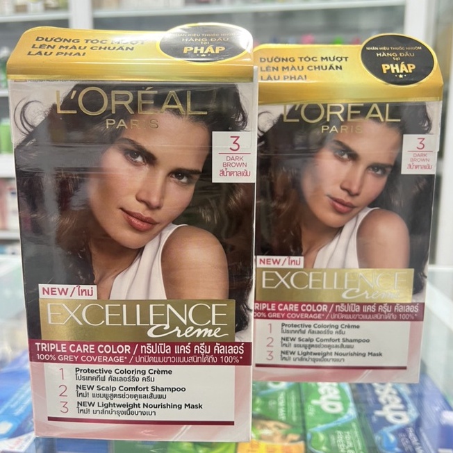 Thuốc Nhuộm Tóc Loreal Excellence Creme #3 Dark Brown 120ml - Màu Nâu Đen Tự Nhiên