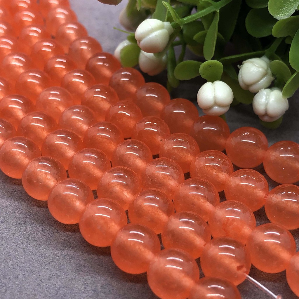 Chuỗi Hạt Đá Tự Nhiên 4-12mm Màu Cam Làm Vòng Đeo Tay Diy