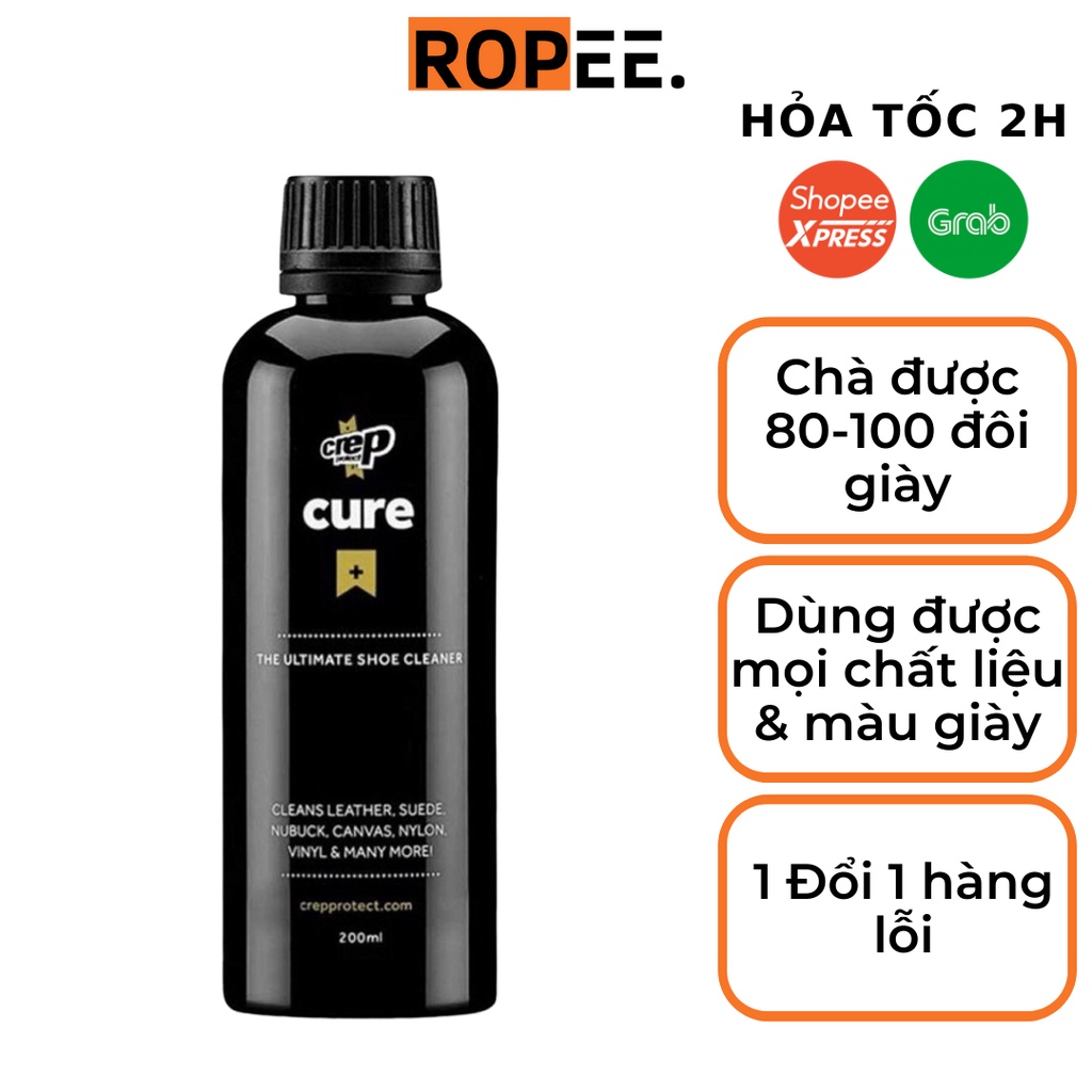 Chai dung dịch vệ sinh giày sneaker Crep Protect Cure Refill 200ml, chai vệ sinh giày làm sạch mọi chất liệu giày