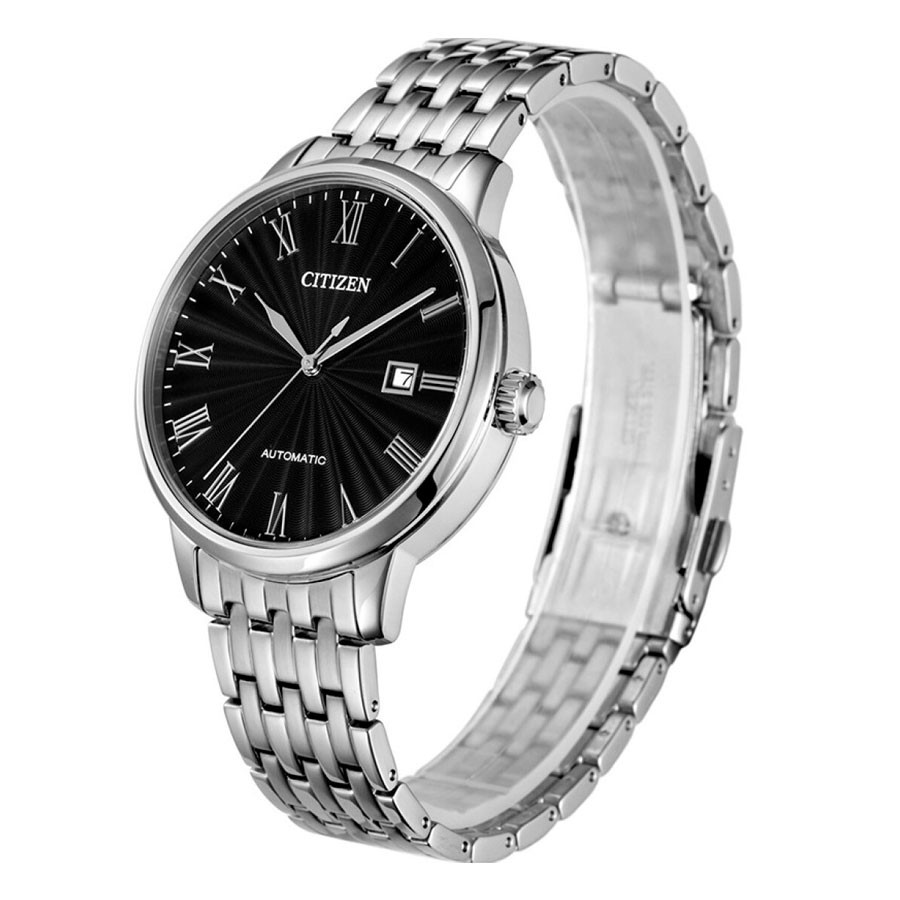 Đồng Hồ Citizen Nam Dây Kim Loại Máy Cơ-Automatic NJ0080-50E - Mặt Đen (42mm)