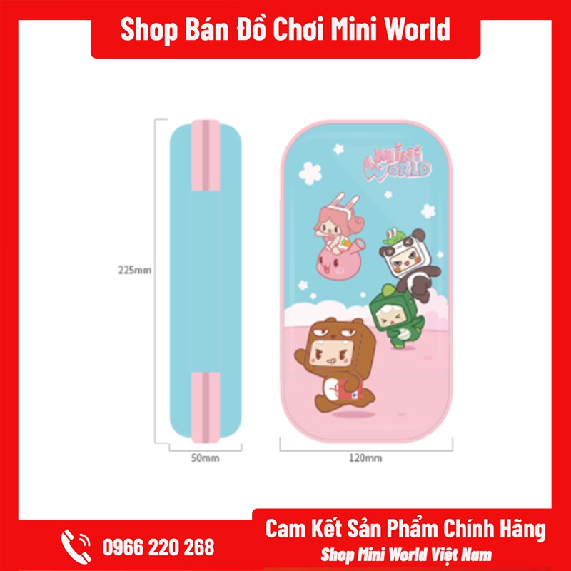 Hộp Đựng Bút Mini World Cao Cấp Màu Xanh Hồng