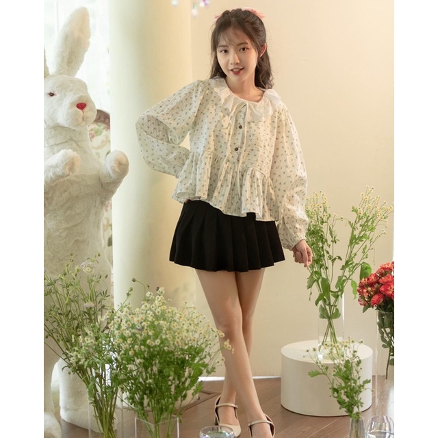 CARROT - Áo babydoll hoa nhí phối ren cổ - TULIP BABYDOLL