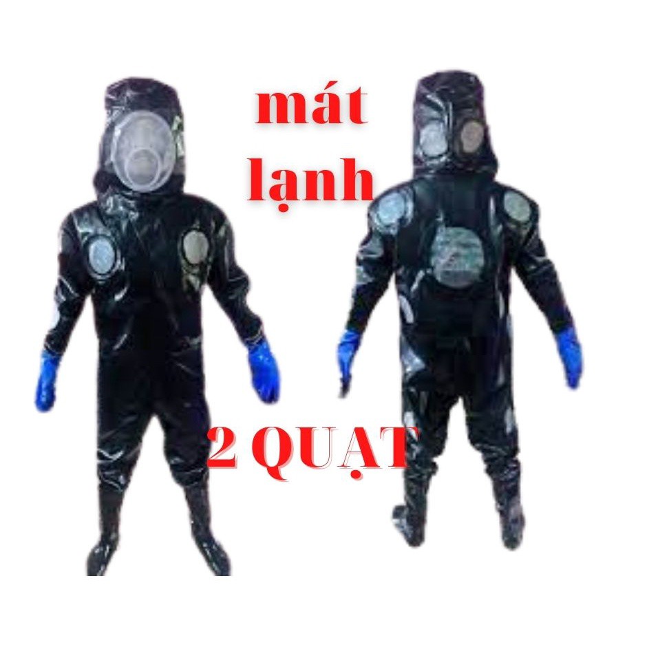 Quần Áo Bắt Ong Rừng Có Quạt Làm Mát - Áo Da Đen 3 Quạt