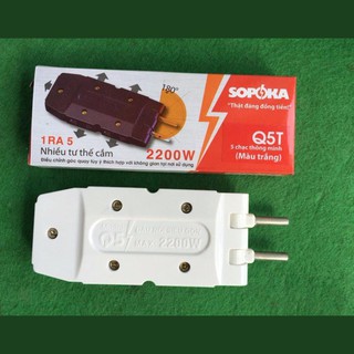Phích cắm ra 5 ổ cắm thông minh SOPOKA chiu tải 2200w ( 1 ra 5)