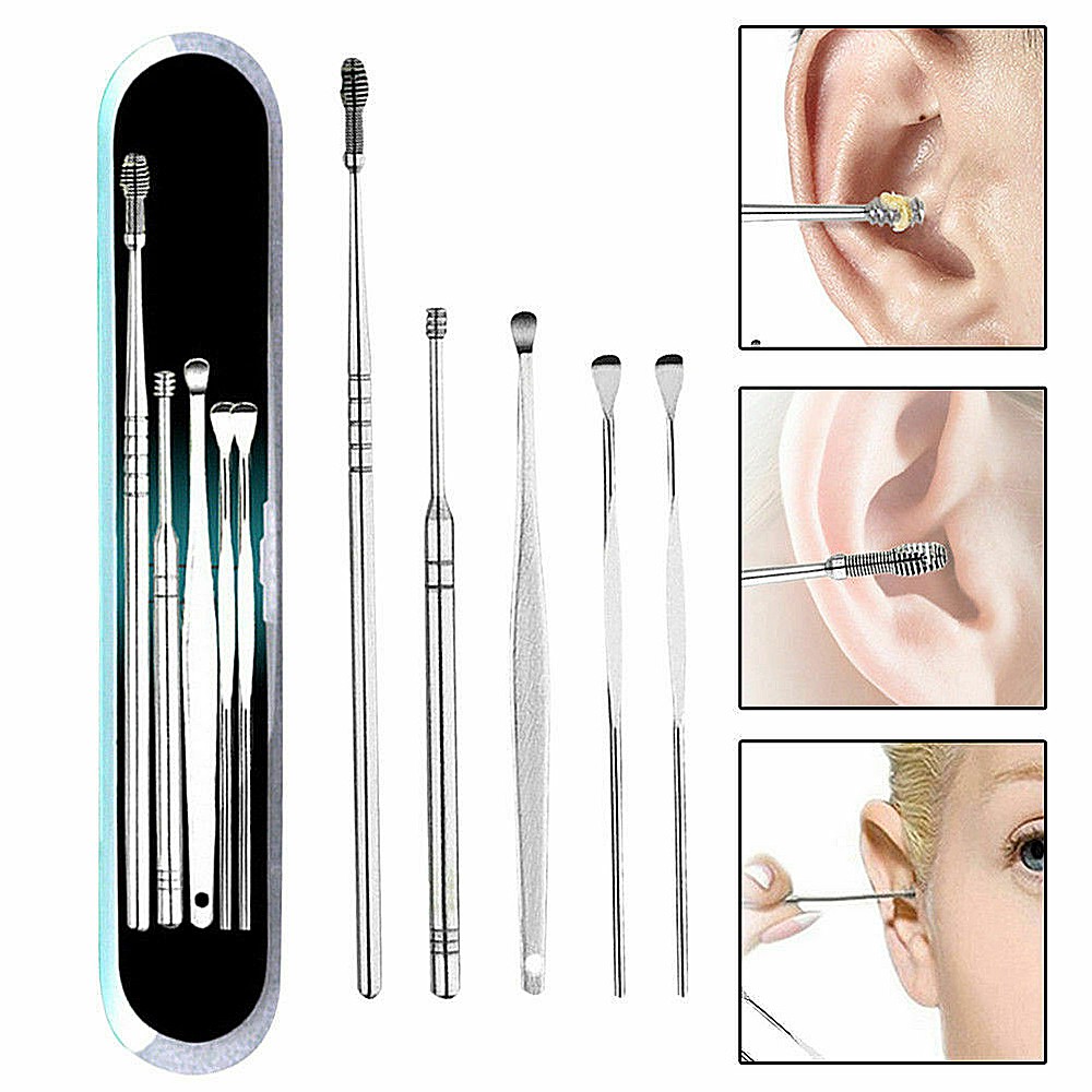 Set 6 Dụng Cụ Lấy Ráy Tai Bằng Thép Không Gỉ Chất Lượng