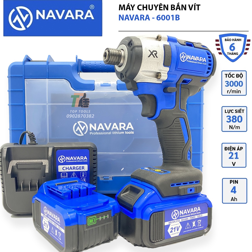 Máy Bắn Vít , Máy bắn vít Navara 6001B, Động cơ không chổi than, Pin 10 Cell 20v