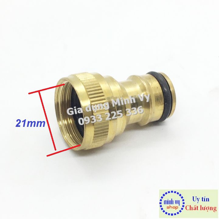 Khớp nối nhanh đầu vào bằng đồng cho máy rửa xe hoặc vòi nước - cút đồng REN TRONG 21mm