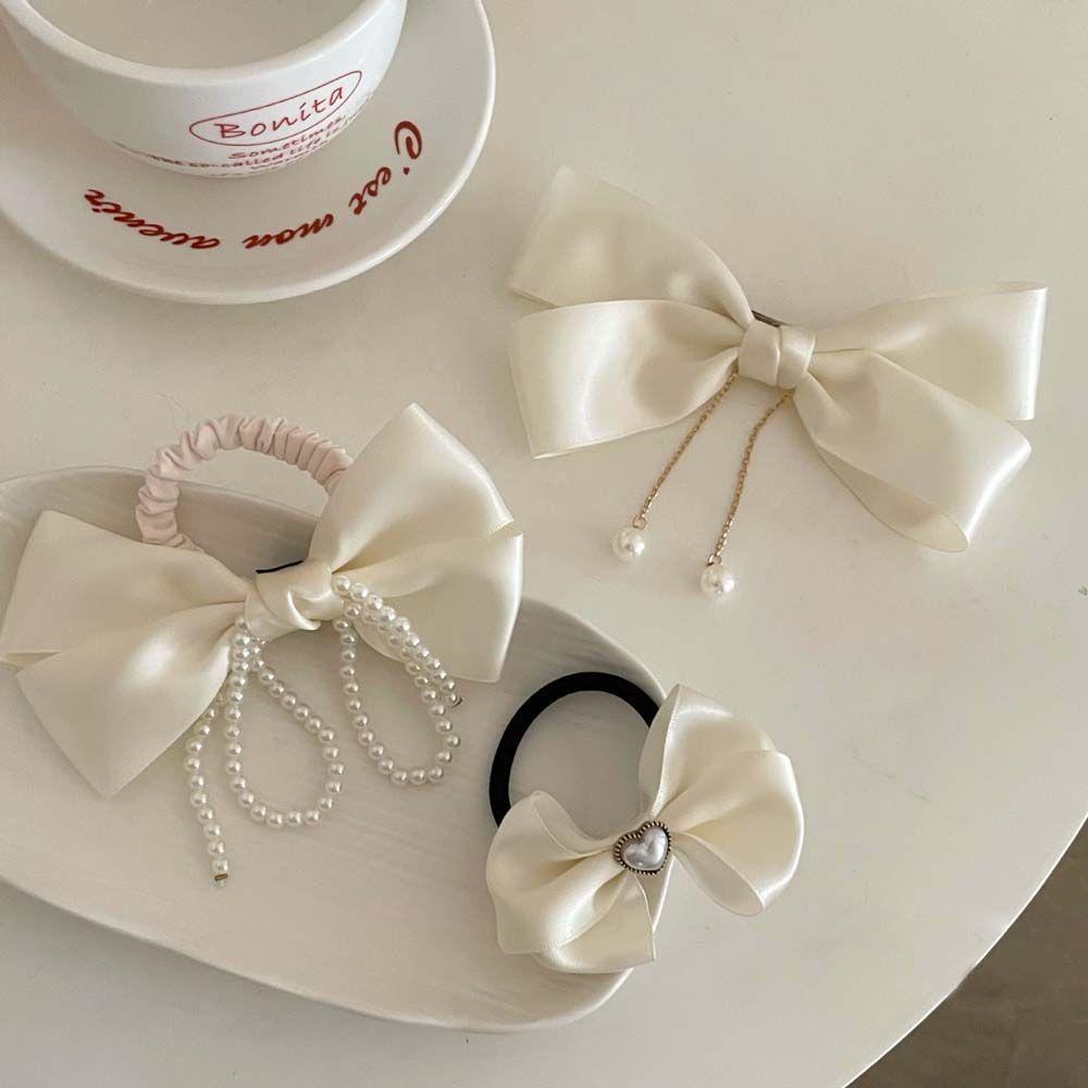 Dây Buộc Tóc Vải Satin Thắt Nơ Tua Rua Phong Cách Hàn Quốc Ngọt Ngào