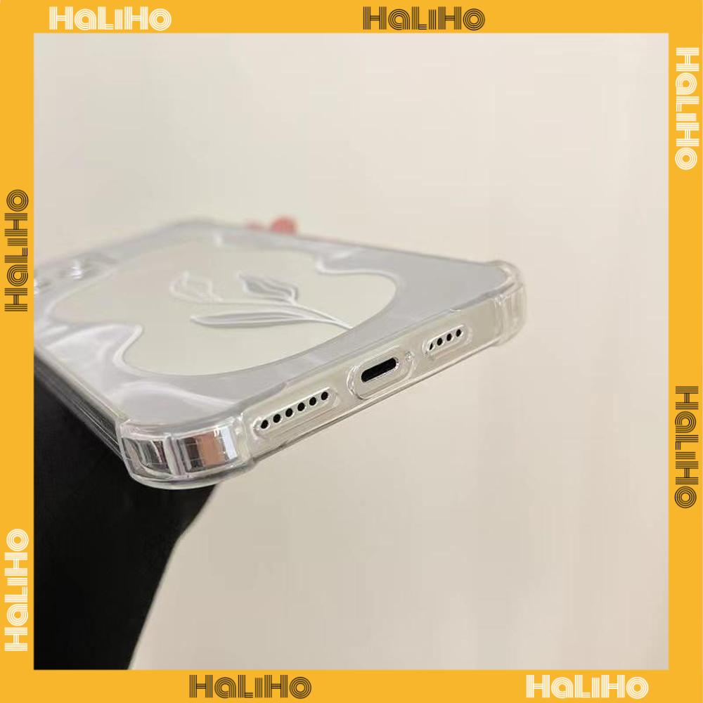 iPhone Case Acrylic HD Mirror Laser Airbag Shockproof Protection Camera Tulip Flowers Compatible For iPhone 11 iPhone 13 Pro Max iPhone 12 Pro Max iPhone 7 Plus iPhone xr xs max