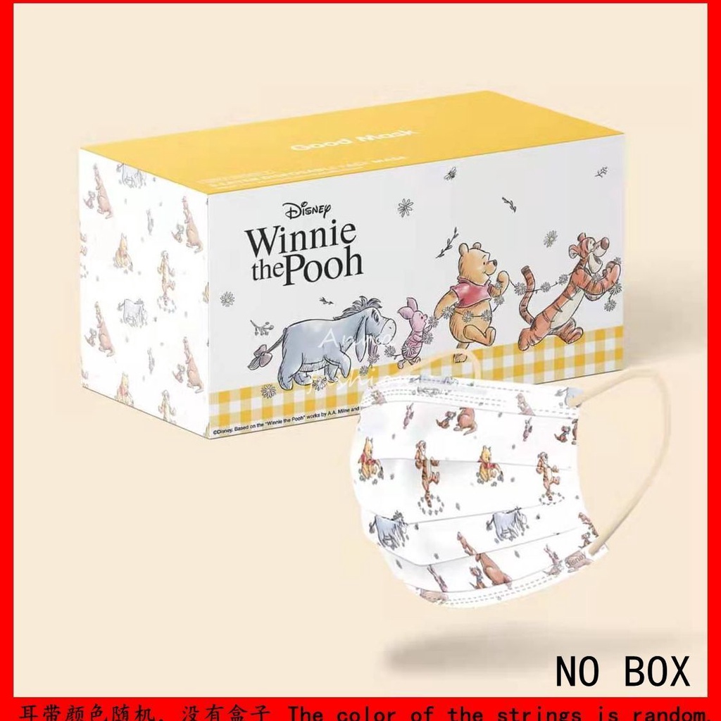 Bộ 10 / 30 Khẩu Trang 3 Lớp Thiết Kế In Hình Gấu Pooh Hoạt Hình Dành Cho Người Lớn / Trẻ Em 000