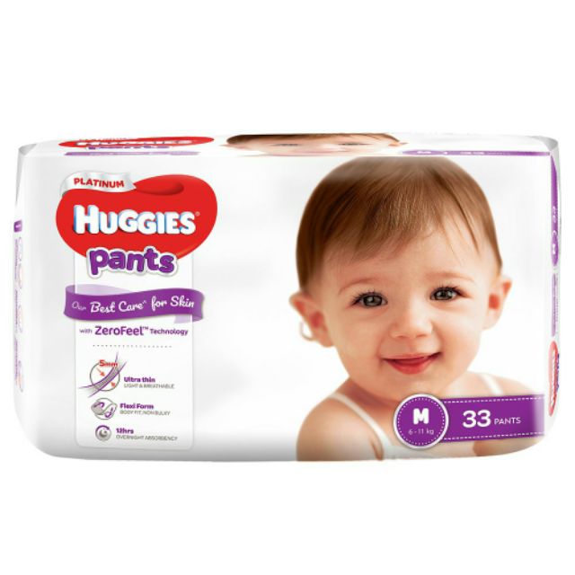 Combo 3 gói Tã quần Siêu cao cấp Huggies Platinum M33, L27, XL24, XXL20 mới